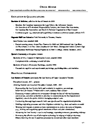 Owen Minns's CV, page 1 of 2.